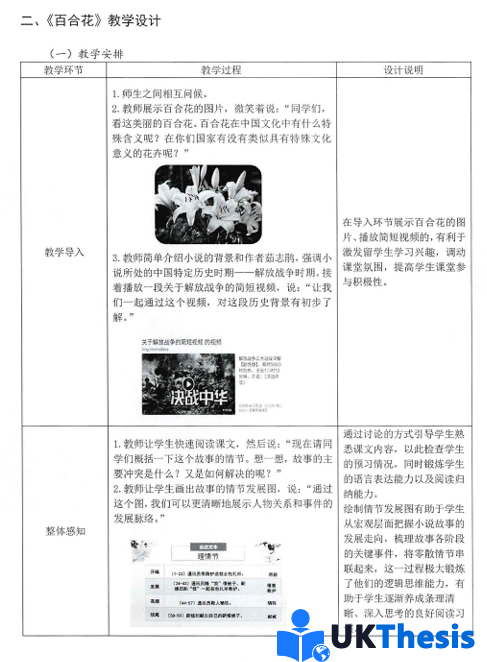 教育硕士论文代写 百合花教育方案框架