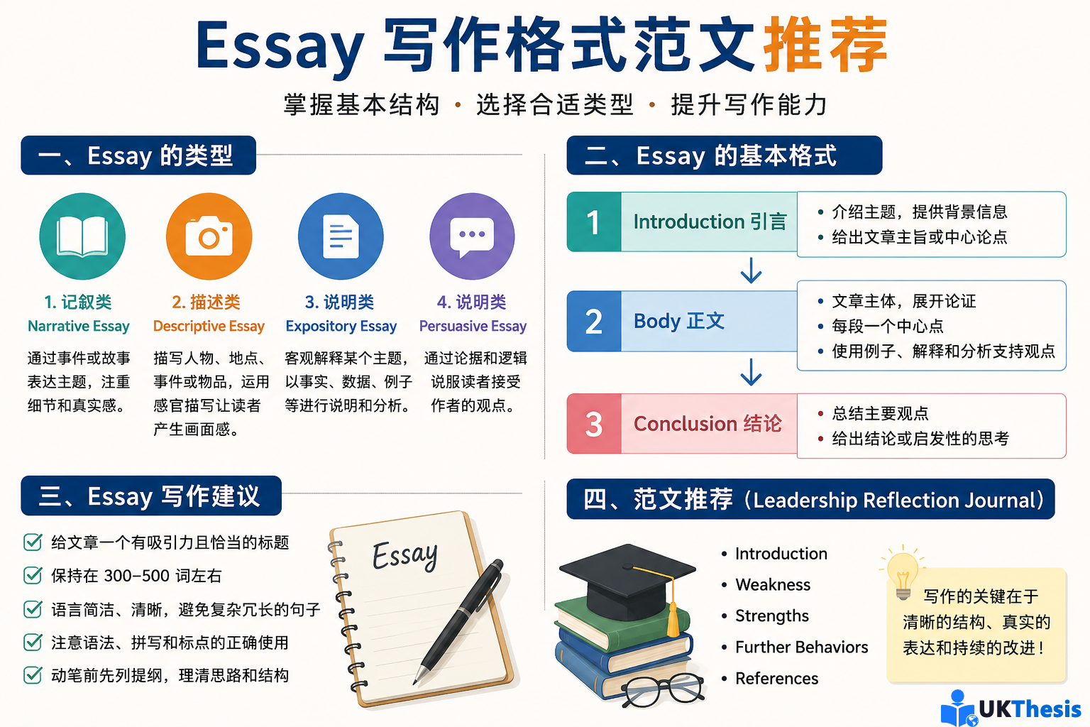 Essay写作格式范文配图,展示留学生essay写作类型、Introduction正文结论结构、Leadership Reflection Journal范文解析和学术写作辅导主题 Essay写作格式范文配图,展示留学生essay写作类型、Introduction正文结论结构、Leadership Reflection Journal范文解析和学术写作辅导主题