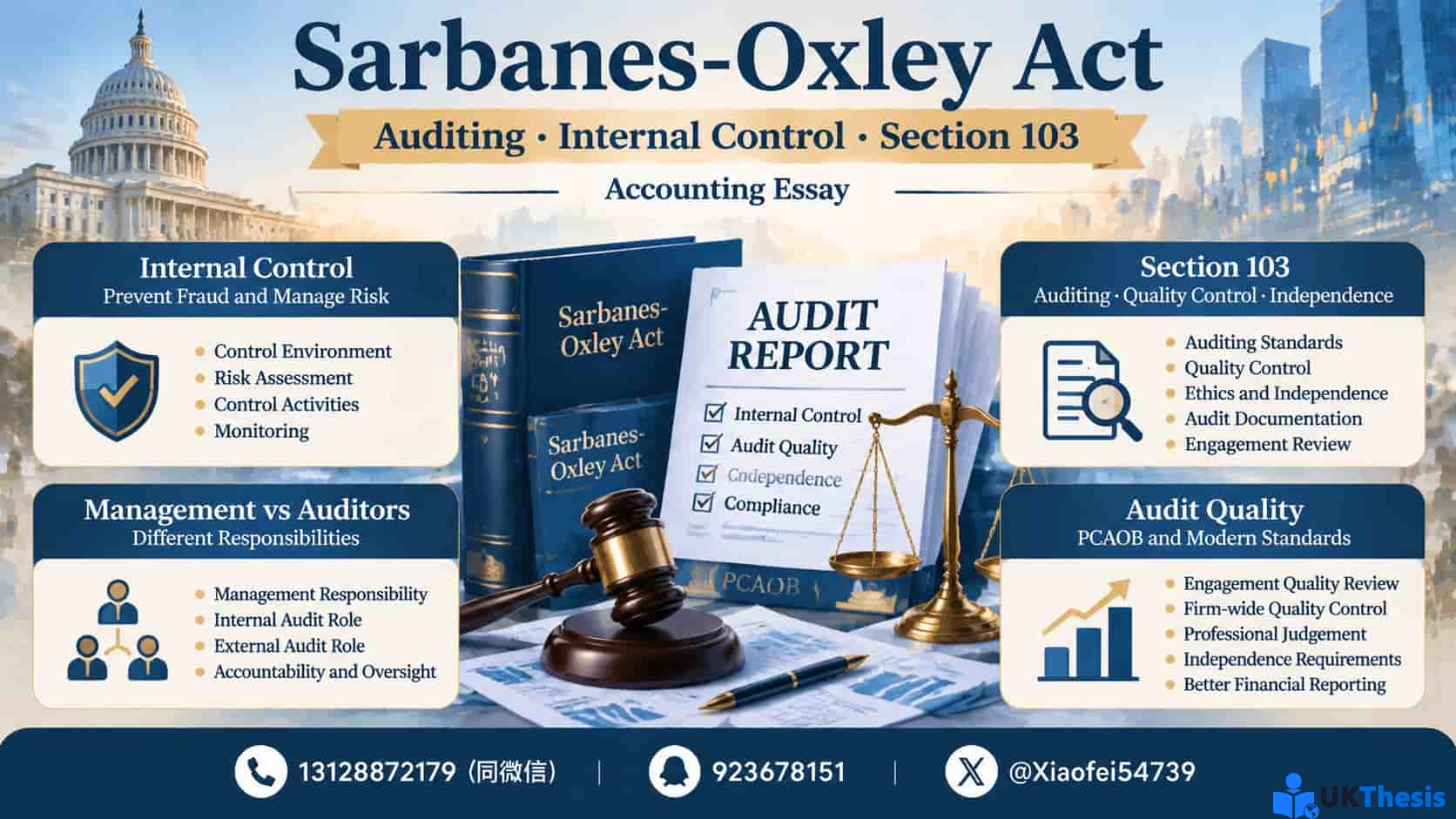 Sarbanes-Oxley Act会计Essay分析SOX Section 103内部控制审计质量与审计师独立性 Sarbanes-Oxley Act会计Essay分析SOX Section 103内部控制审计质量与审计师独立性